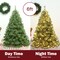 Costway 6Ft Pre-Lit PVC Artificial Carolina Pine Tree Flocked Cones Hinged w/ LED Lights